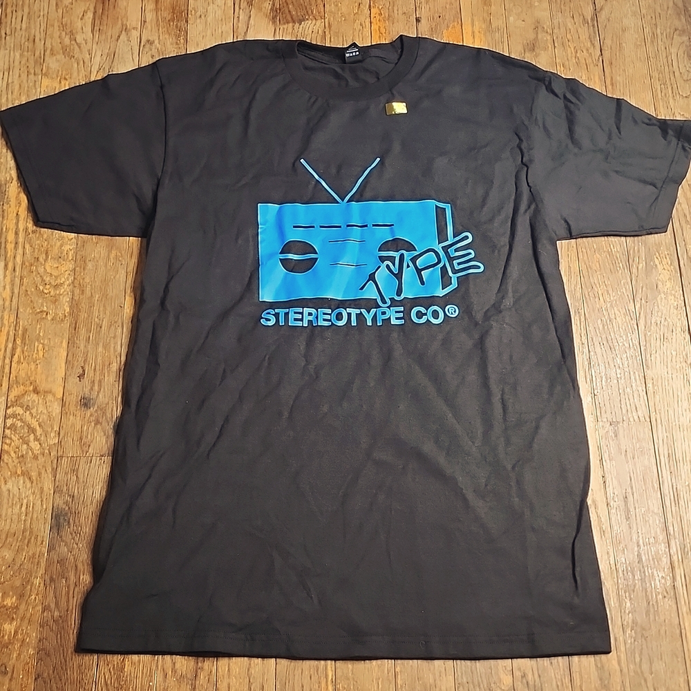 NWOT! Stereotype Co. Black Crewneck Tee w/ Blue Logo Graphic